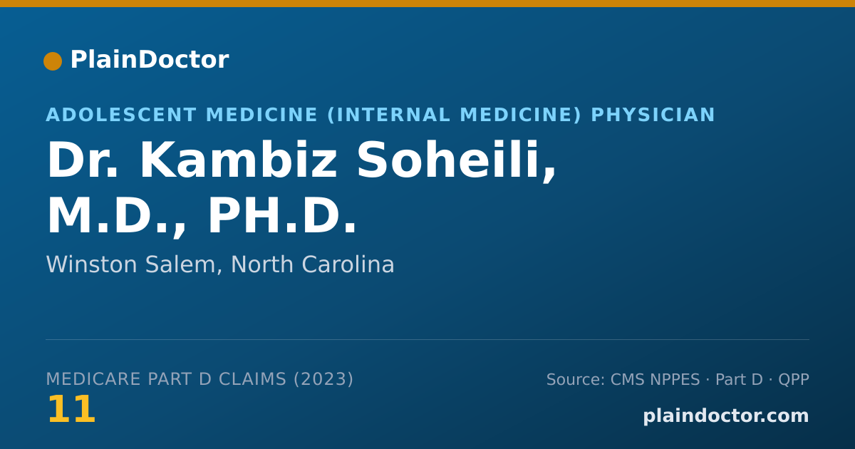 Shareable card for Kambiz Soheili, M.D., PH.D. - Adolescent Medicine (Internal Medicine) Physician, Winston Salem, NC