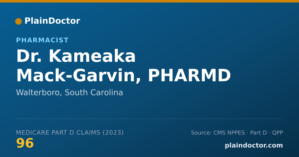 Shareable card for Kameaka Mack-Garvin, PHARMD - Pharmacist, Walterboro, SC