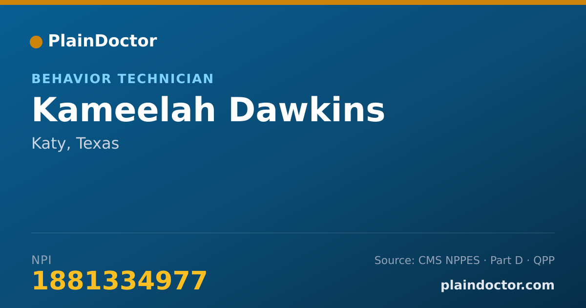 Shareable card for Kameelah Dawkins - Behavior Technician, Katy, TX