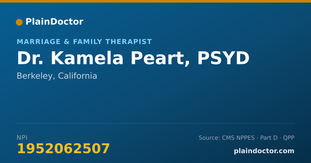 Shareable card for Kamela Peart, PSYD - Marriage & Family Therapist, Berkeley, CA