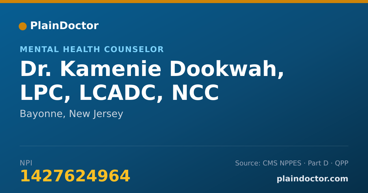 Shareable card for Kamenie Dookwah, LPC, LCADC, NCC - Mental Health Counselor, Bayonne, NJ
