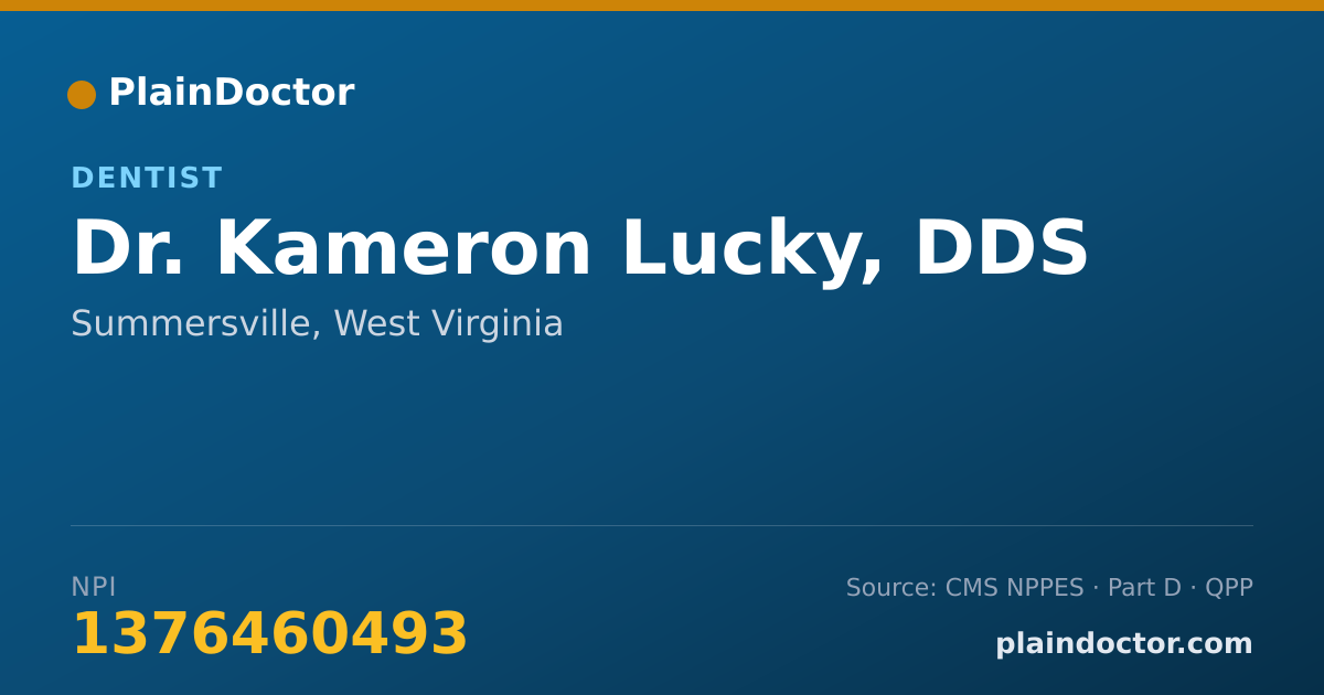 Shareable card for Kameron Lucky, DDS - Dentist, Summersville, WV