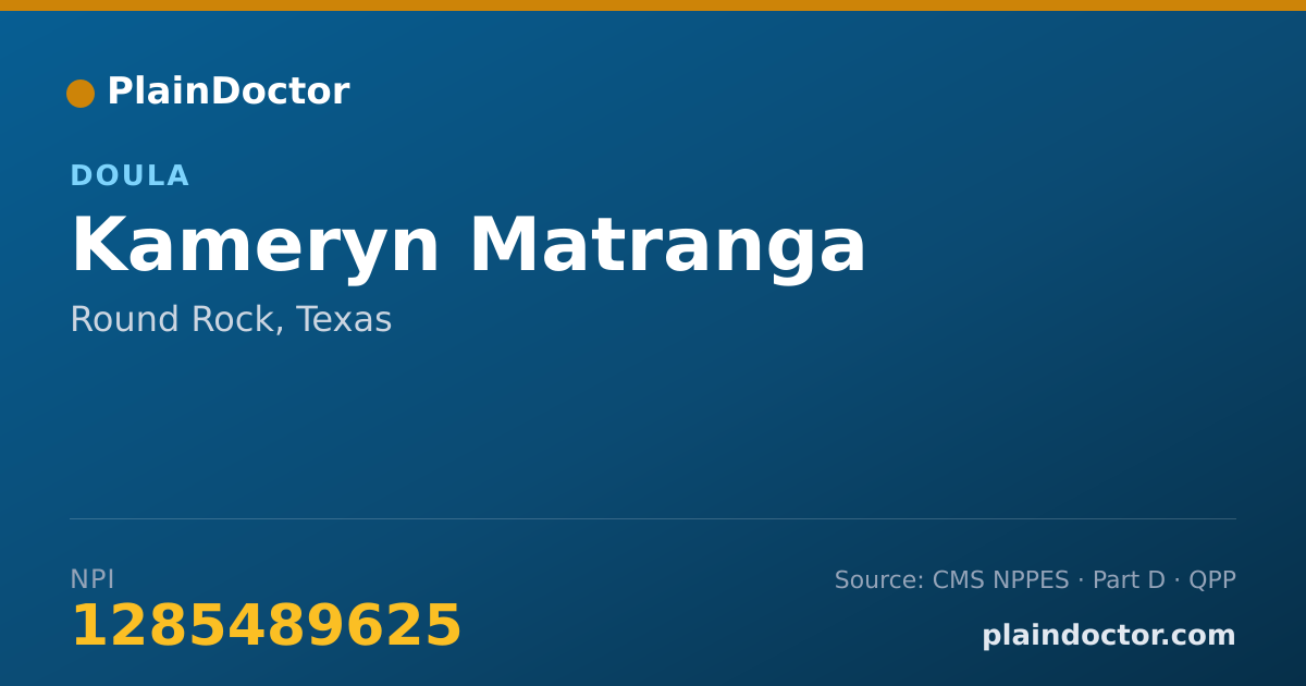 Shareable card for Kameryn Matranga - Doula, Round Rock, TX