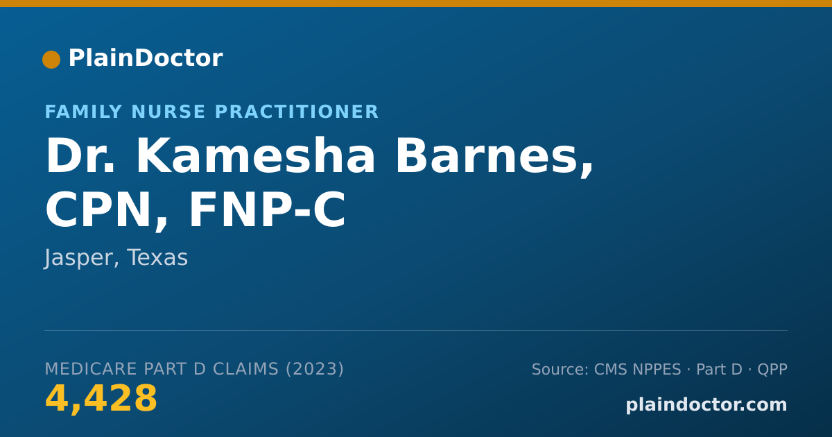 Shareable card for Kamesha Barnes, CPN, FNP-C - Family Nurse Practitioner, Jasper, TX