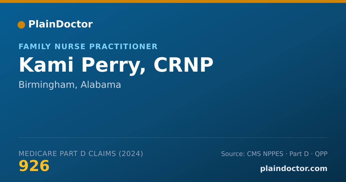Shareable card for Kami Perry, CRNP - Family Nurse Practitioner, Birmingham, AL