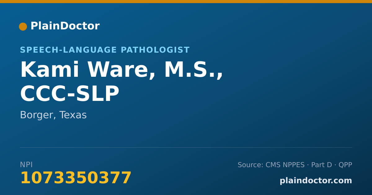 Shareable card for Kami Ware, M.S., CCC-SLP - Speech-Language Pathologist, Borger, TX