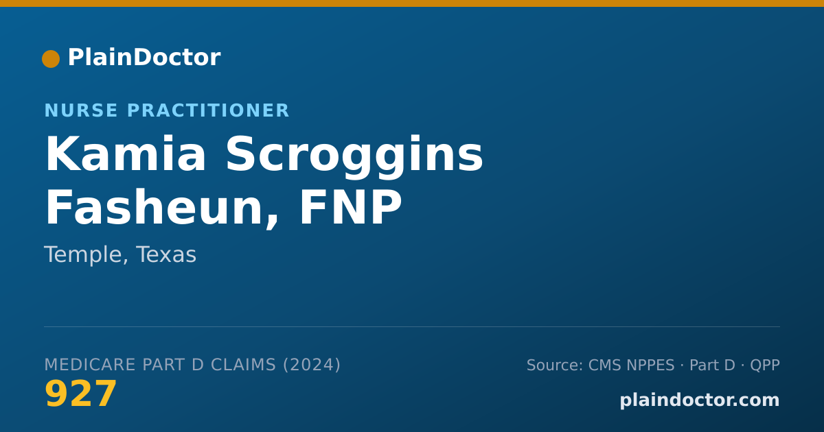 Shareable card for Kamia Scroggins Fasheun, FNP - Nurse Practitioner, Temple, TX