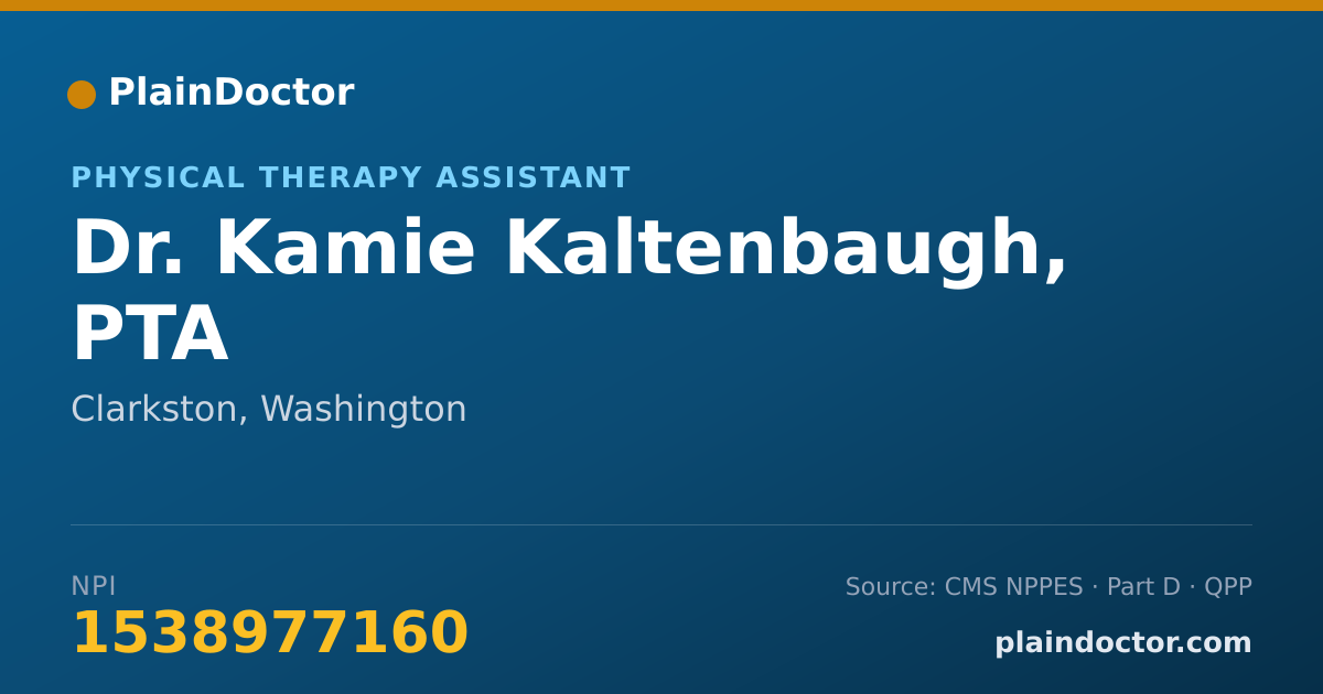 Shareable card for Kamie Kaltenbaugh, PTA - Physical Therapy Assistant, Clarkston, WA
