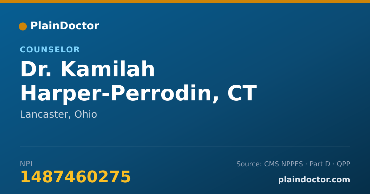 Shareable card for Kamilah Harper-Perrodin, CT - Counselor, Lancaster, OH