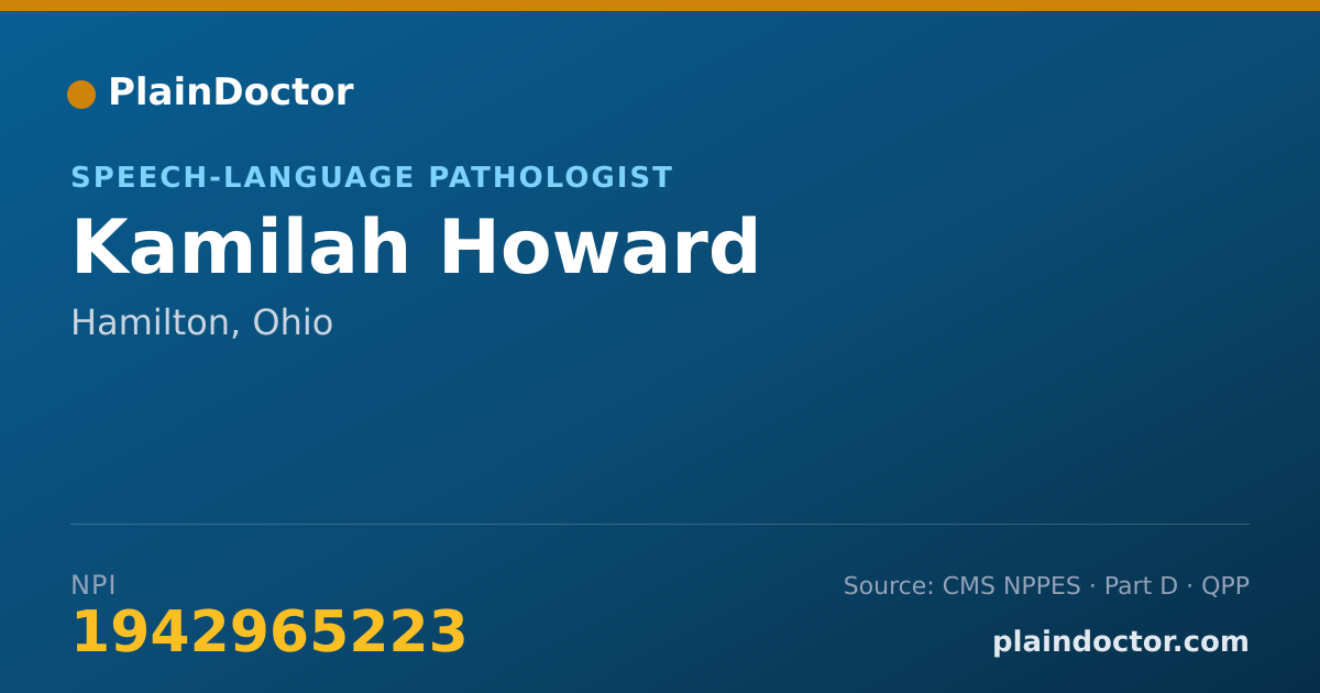 Shareable card for Kamilah Howard - Speech-Language Pathologist, Hamilton, OH