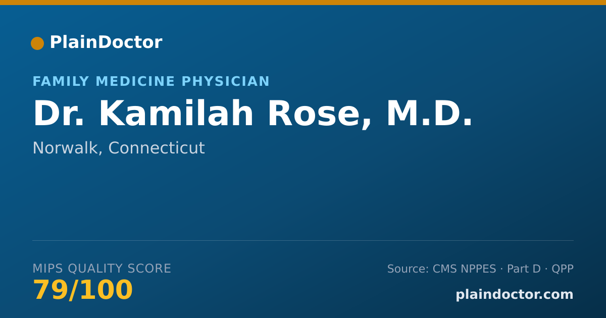 Shareable card for Kamilah Rose, M.D. - Family Medicine Physician, Norwalk, CT