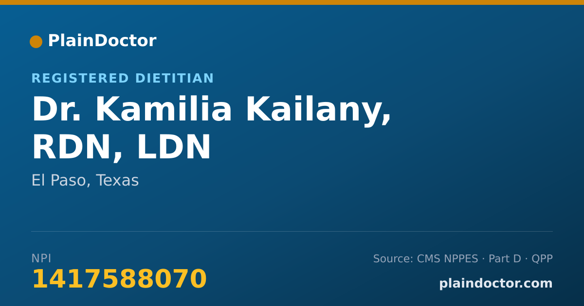 Shareable card for Kamilia Kailany, RDN, LDN - Registered Dietitian, El Paso, TX