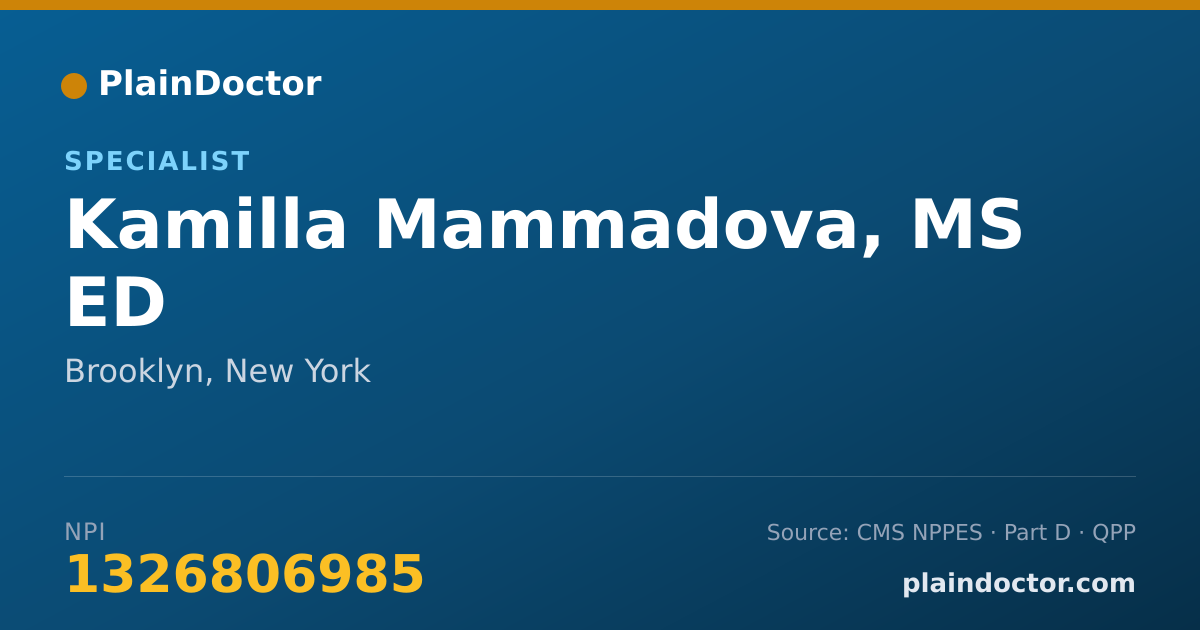 Shareable card for Kamilla Mammadova, MS ED - Specialist, Brooklyn, NY