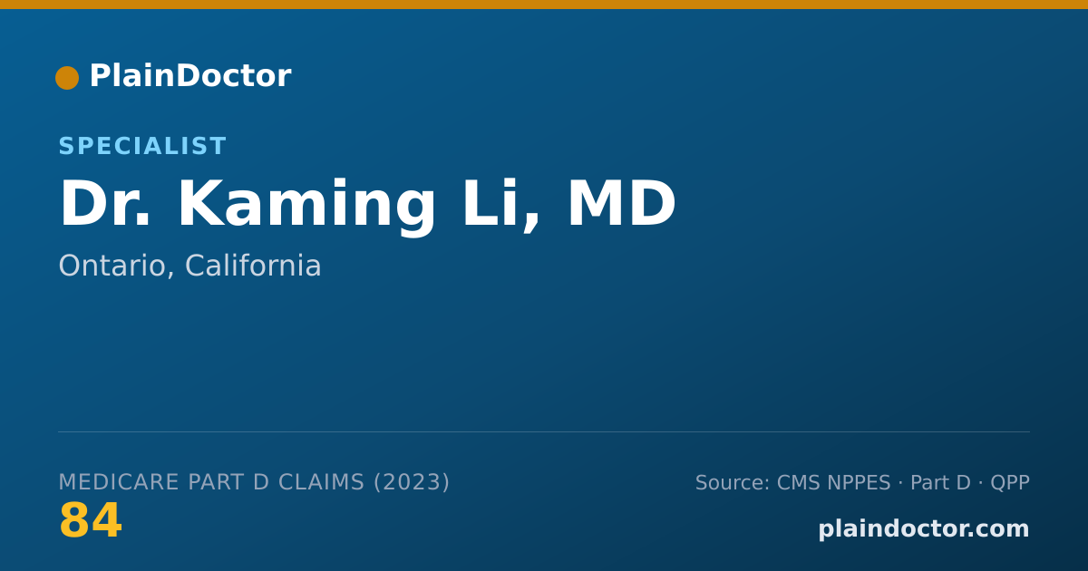 Shareable card for Kaming Li, MD - Specialist, Ontario, CA