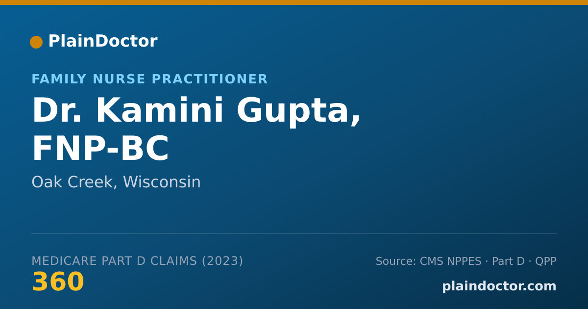 Shareable card for Kamini Gupta, FNP-BC - Family Nurse Practitioner, Oak Creek, WI