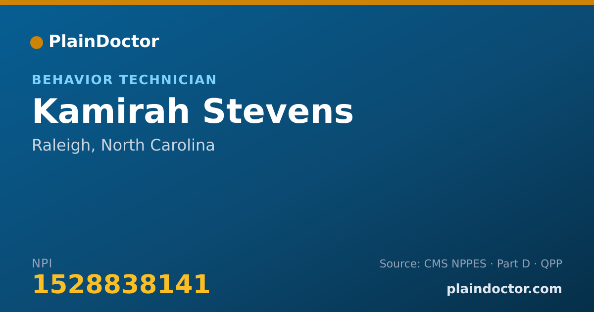 Shareable card for Kamirah Stevens - Behavior Technician, Raleigh, NC