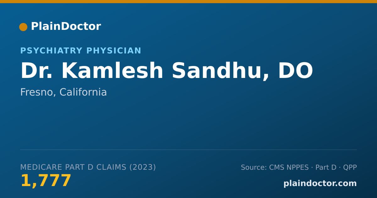 Shareable card for Kamlesh Sandhu, DO - Psychiatry Physician, Fresno, CA