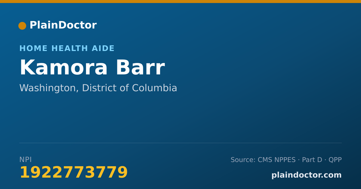 Shareable card for Kamora Barr - Home Health Aide, Washington, DC