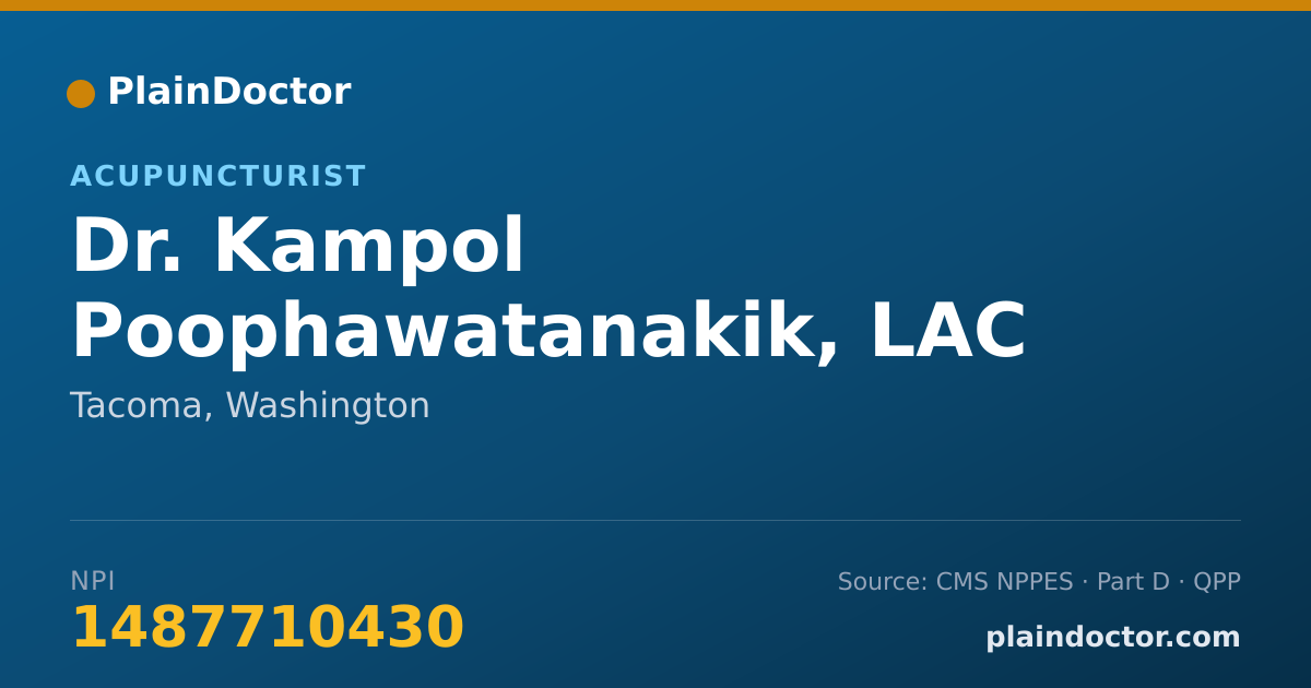 Shareable card for Kampol Poophawatanakik, LAC - Acupuncturist, Tacoma, WA