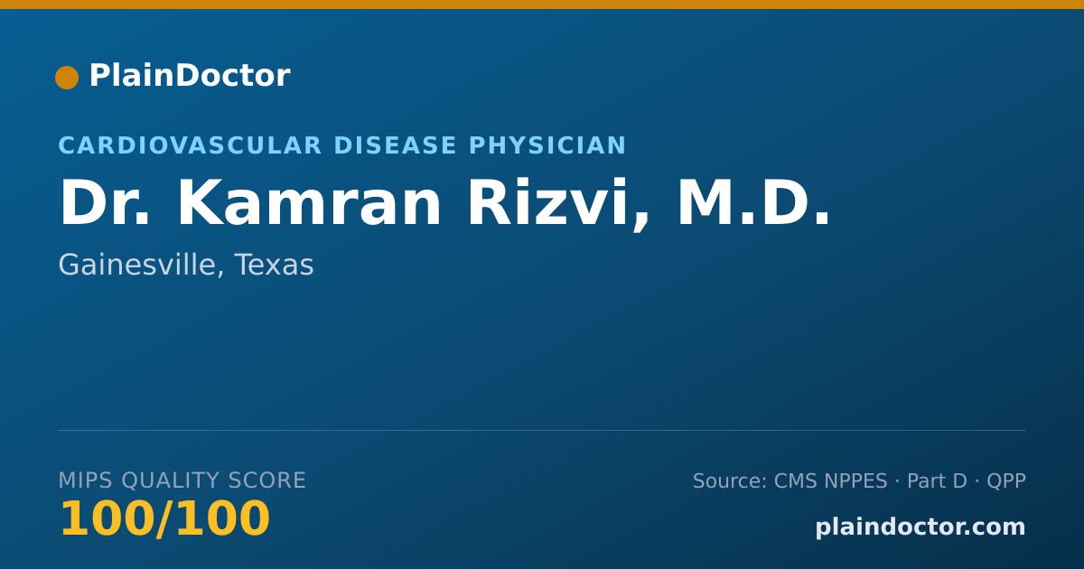 Shareable card for Kamran Rizvi, M.D. - Internal Medicine Physician, Gainesville, TX
