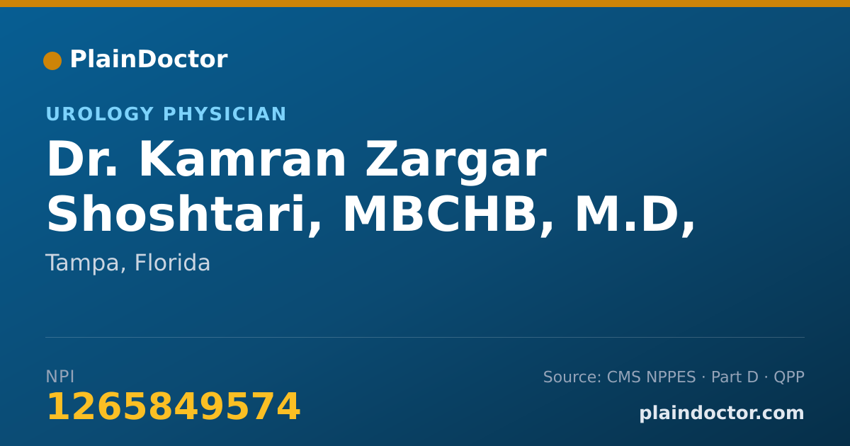 Shareable card for Kamran Zargar Shoshtari, MBCHB, M.D, FRACS - Urology Physician, Tampa, FL