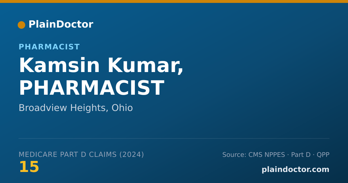Shareable card for Kamsin Kumar, PHARMACIST - Pharmacist, Broadview Heights, OH