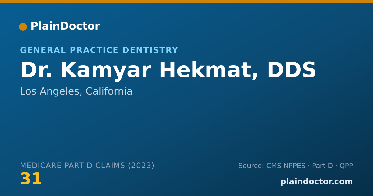 Shareable card for Kamyar Hekmat, DDS - General Practice Dentistry, Los Angeles, CA