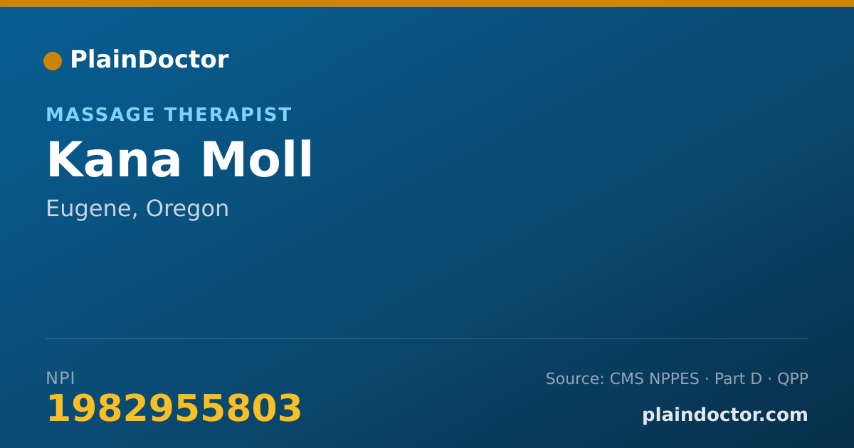 Shareable card for Kana Moll - Massage Therapist, Eugene, OR