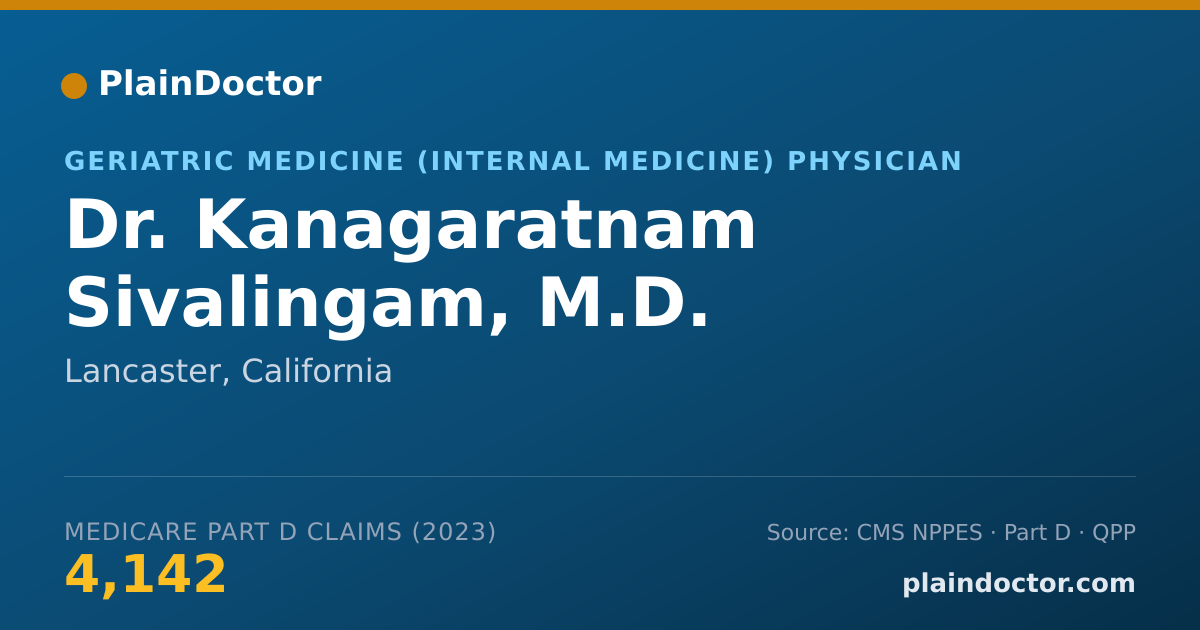 Shareable card for Kanagaratnam Sivalingam, M.D. - Geriatric Medicine (Internal Medicine) Physician, Lancaster, CA
