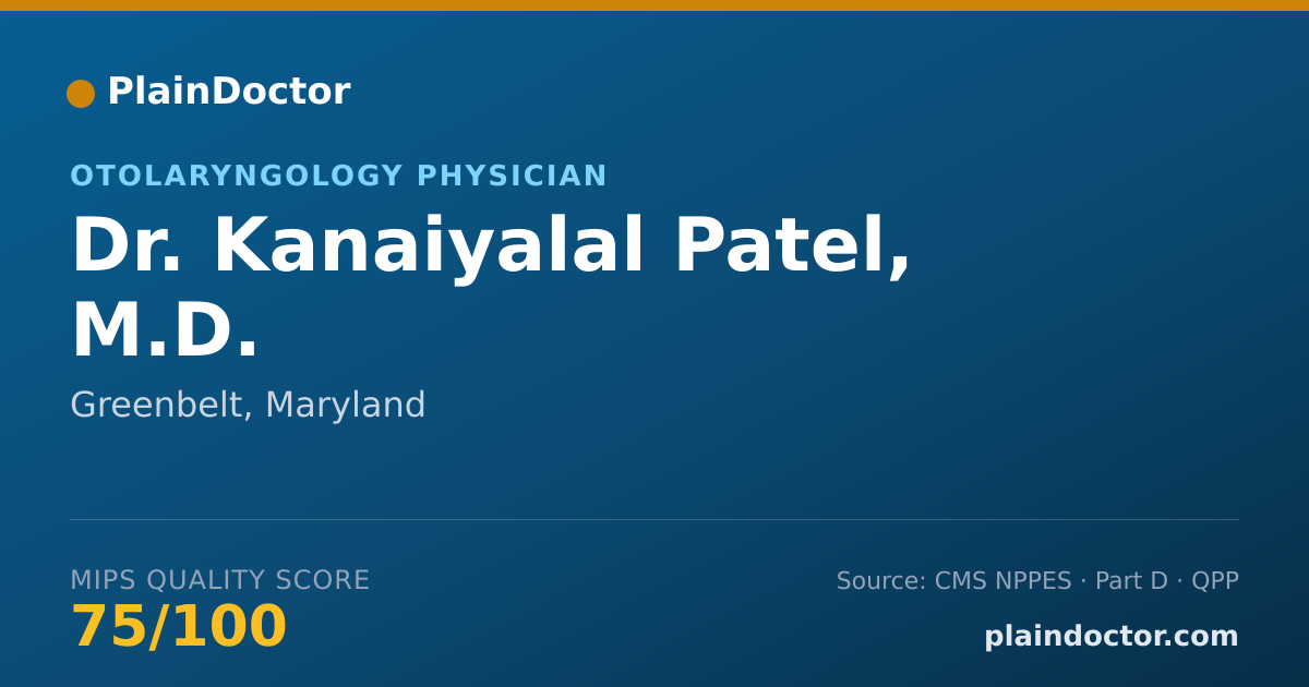 Shareable card for Kanaiyalal Patel, M.D. - Otolaryngology Physician, Greenbelt, MD