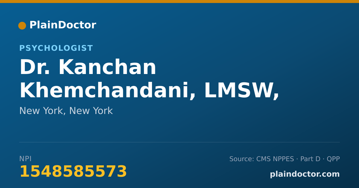 Shareable card for Kanchan Khemchandani, LMSW, PSY.D. - Psychologist, New York, NY