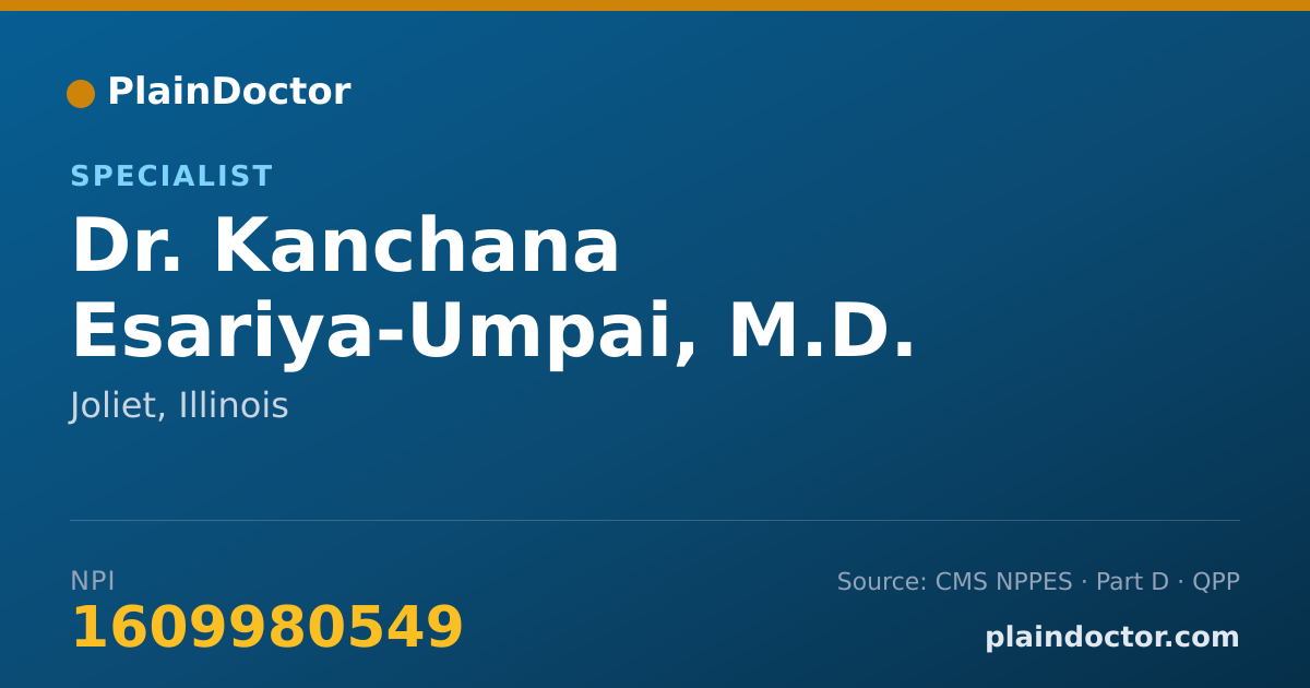 Shareable card for Kanchana Esariya-Umpai, M.D. - Specialist, Joliet, IL