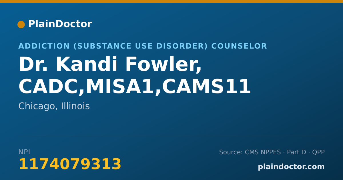 Shareable card for Kandi Fowler, CADC,MISA1,CAMS11 - Addiction (Substance Use Disorder) Counselor, Chicago, IL