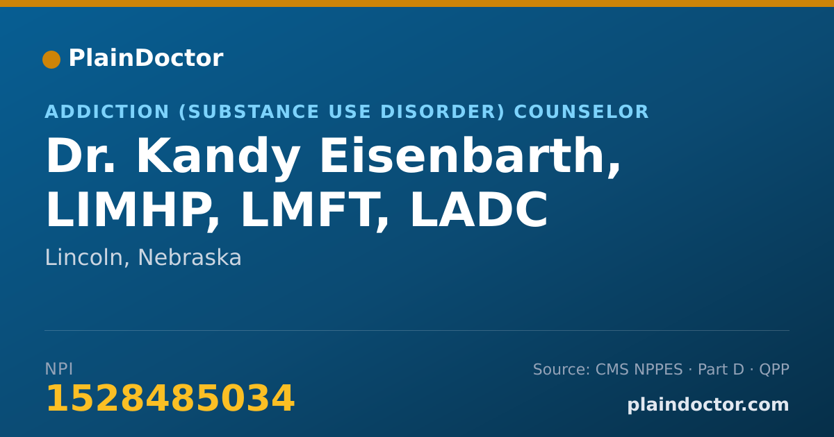 Shareable card for Kandy Eisenbarth, LIMHP, LMFT, LADC - Addiction (Substance Use Disorder) Counselor, Lincoln, NE