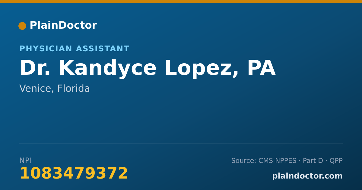 Shareable card for Kandyce Lopez, PA - Physician Assistant, Venice, FL