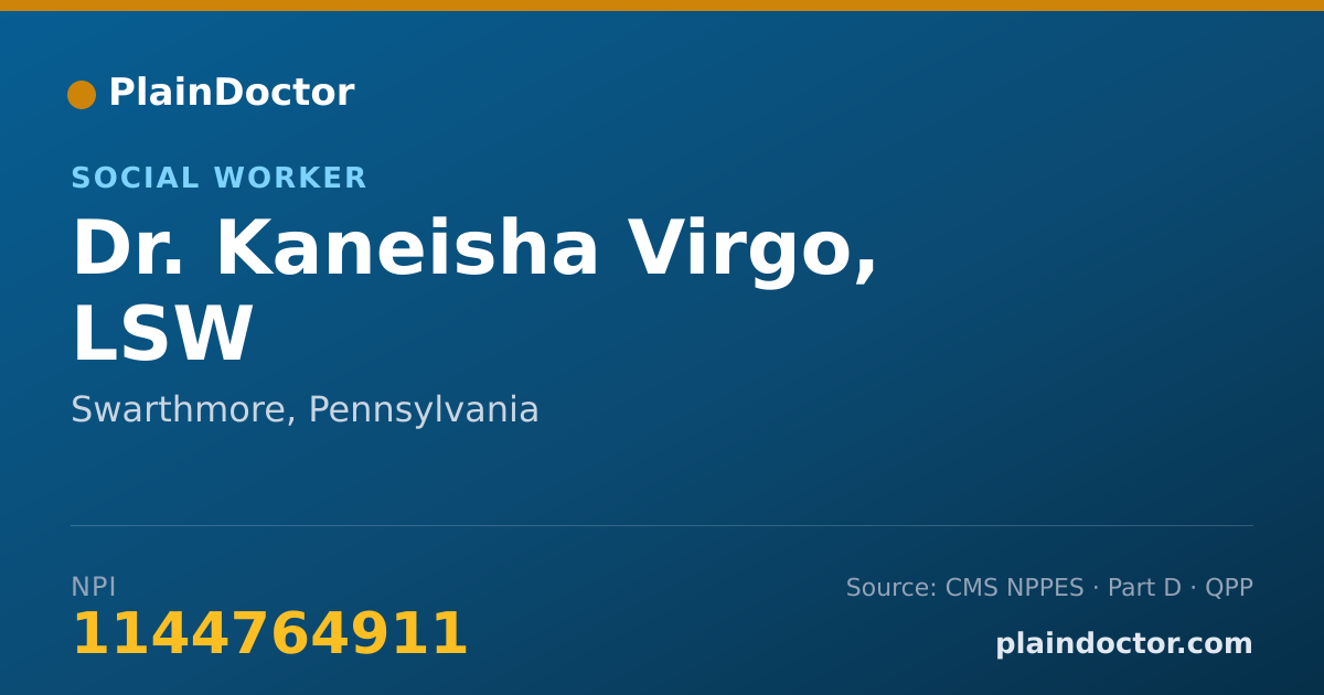 Shareable card for Kaneisha Virgo, LSW - Social Worker, Swarthmore, PA