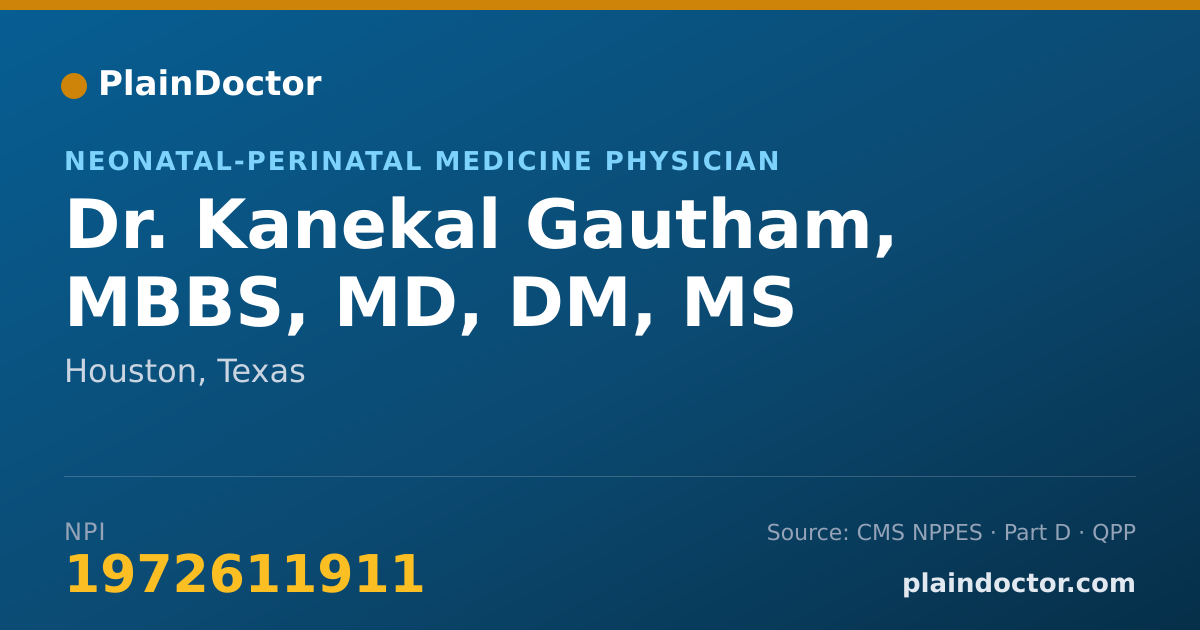 Shareable card for Kanekal Gautham, MBBS, MD, DM, MS - Neonatal-Perinatal Medicine Physician, Houston, TX
