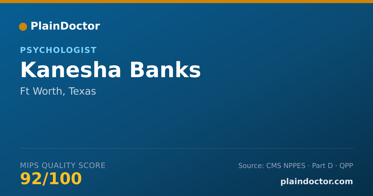 Shareable card for Kanesha Banks - Psychologist, Ft Worth, TX
