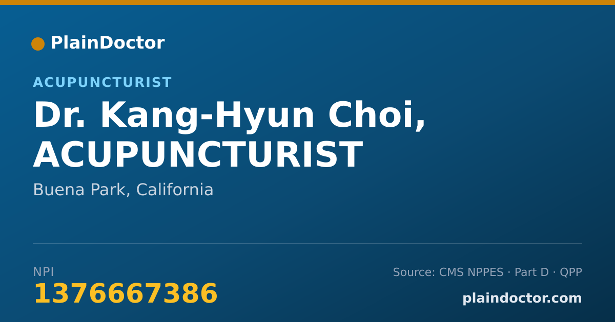 Shareable card for Kang-Hyun Choi, ACUPUNCTURIST - Acupuncturist, Buena Park, CA