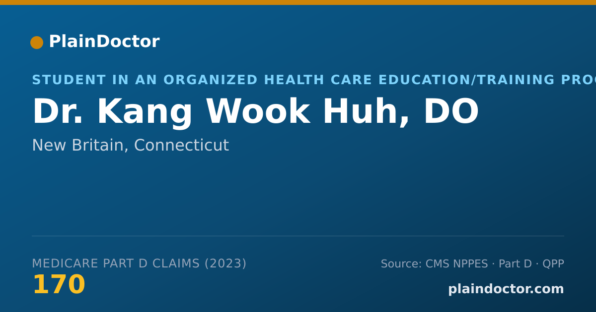 Shareable card for Kang Wook Huh, DO - Student in an Organized Health Care Education/Training Program, New Britain, CT