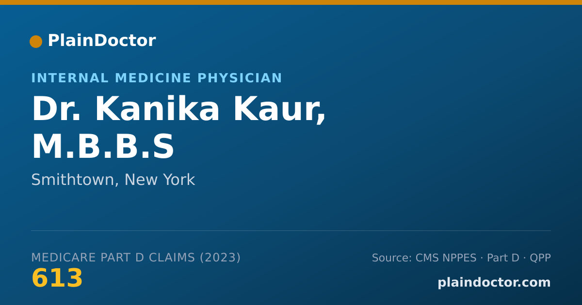 Shareable card for Kanika Kaur, M.B.B.S - Internal Medicine Physician, Smithtown, NY