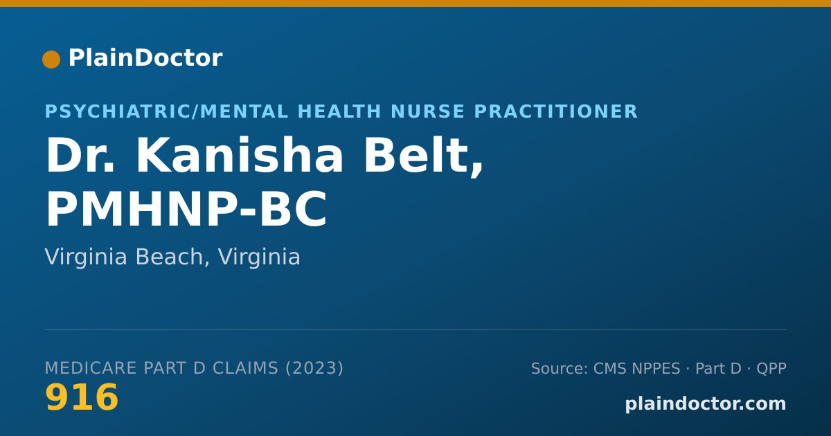 Shareable card for Kanisha Belt, PMHNP-BC - Psychiatric/Mental Health Nurse Practitioner, Virginia Beach, VA