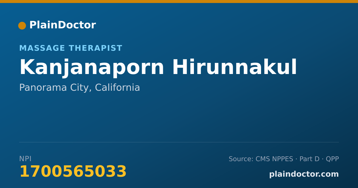 Shareable card for Kanjanaporn Hirunnakul - Massage Therapist, Panorama City, CA