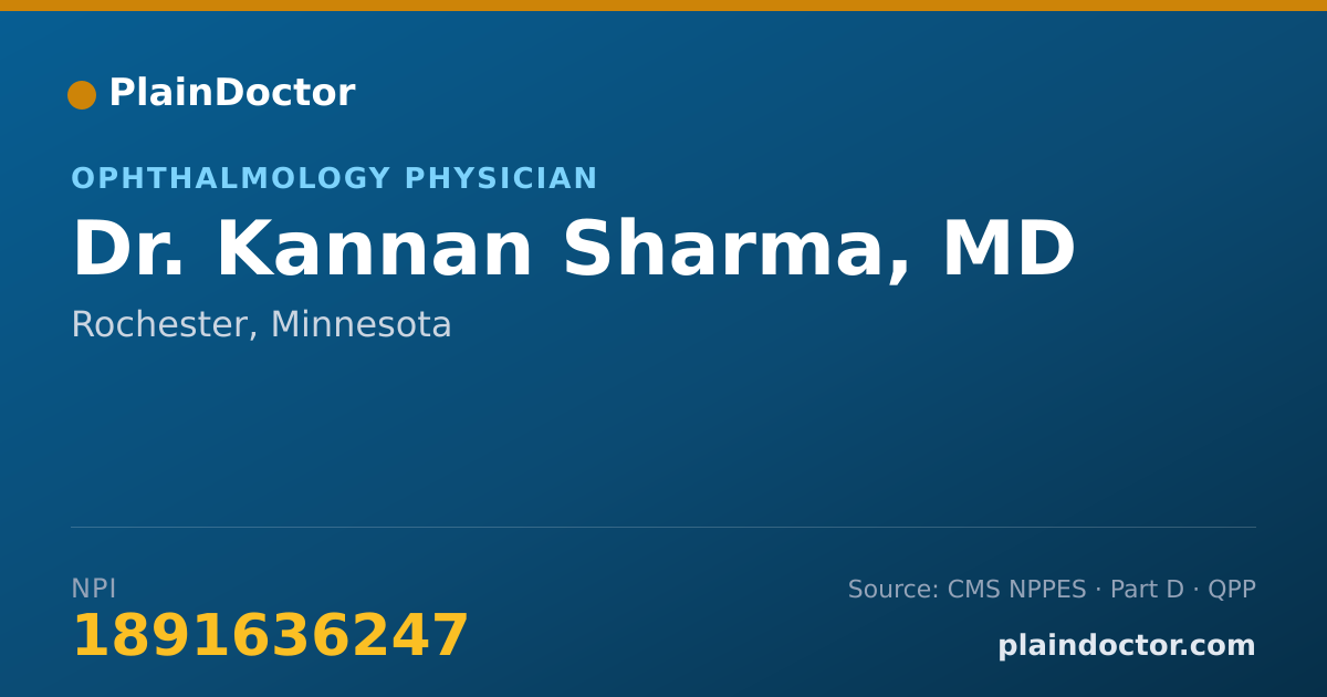 Shareable card for Kannan Sharma, MD - Ophthalmology Physician, Rochester, MN