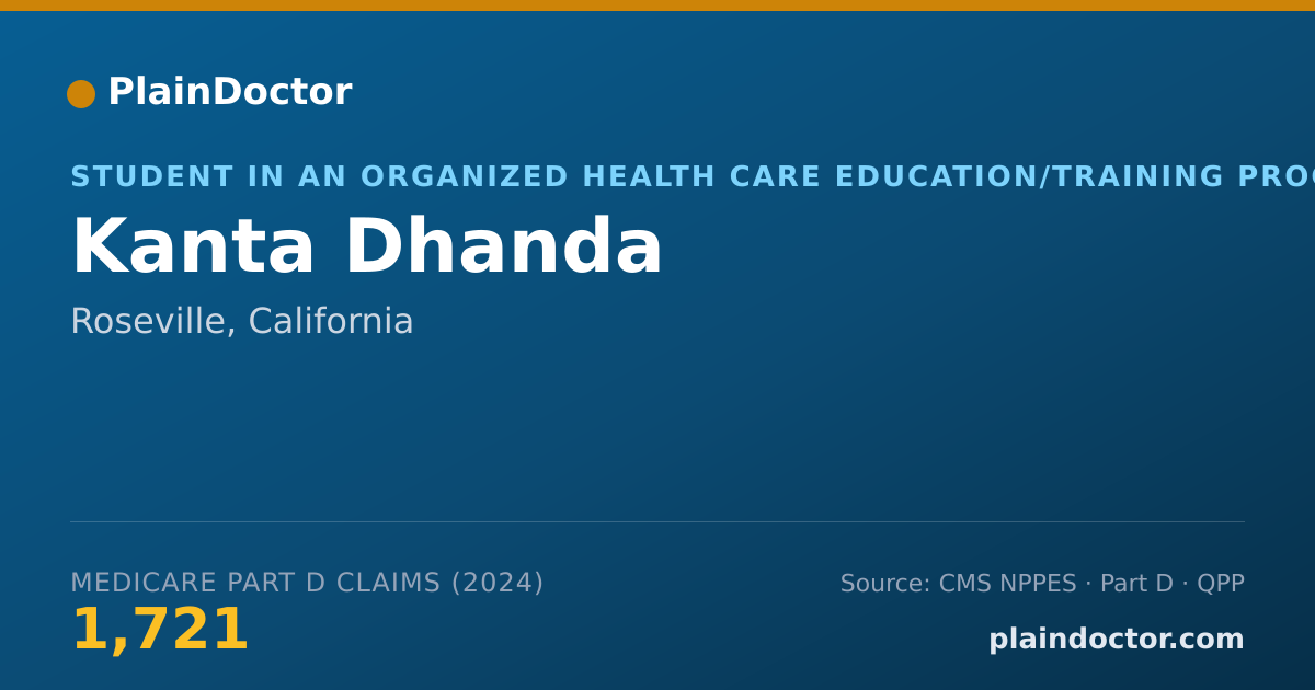 Shareable card for Kanta Dhanda - Student in an Organized Health Care Education/Training Program, Roseville, CA