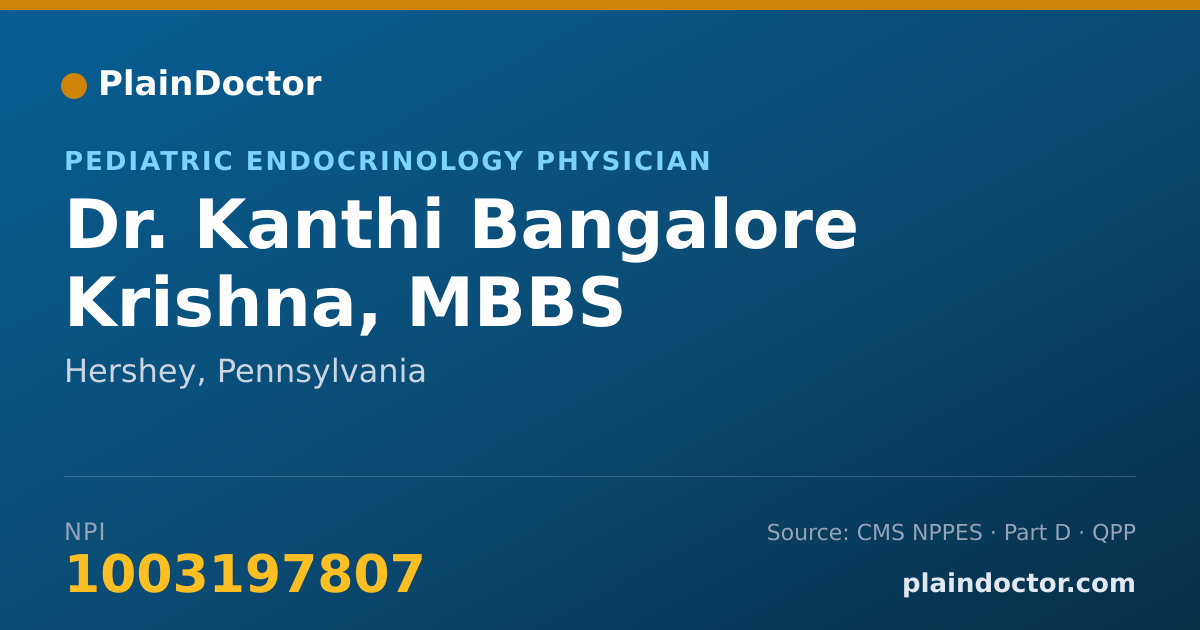 Shareable card for Kanthi Bangalore Krishna, MBBS - Pediatric Endocrinology Physician, Hershey, PA