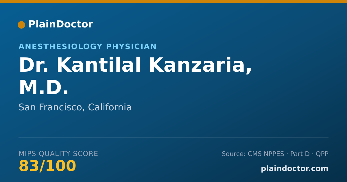 Shareable card for Kantilal Kanzaria, M.D. - Anesthesiology Physician, San Francisco, CA