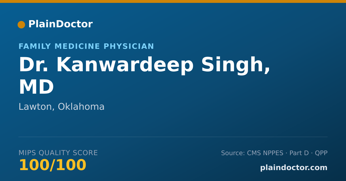 Shareable card for Kanwardeep Singh, MD - Family Medicine Physician, Lawton, OK
