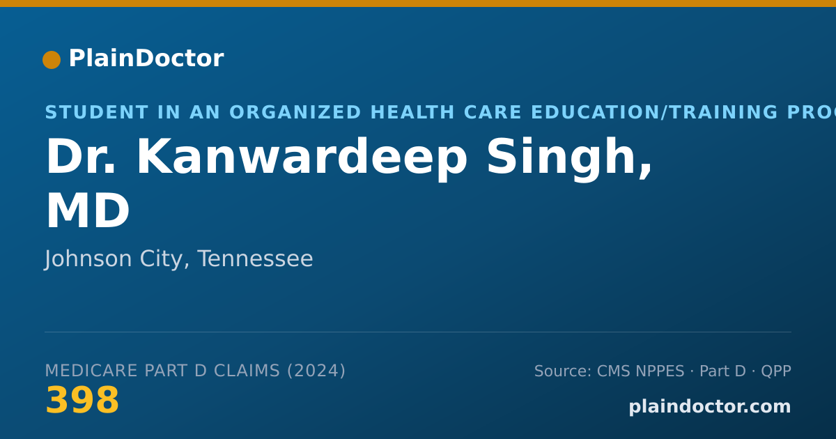Shareable card for Kanwardeep Singh, MD - Student in an Organized Health Care Education/Training Program, Johnson City, TN