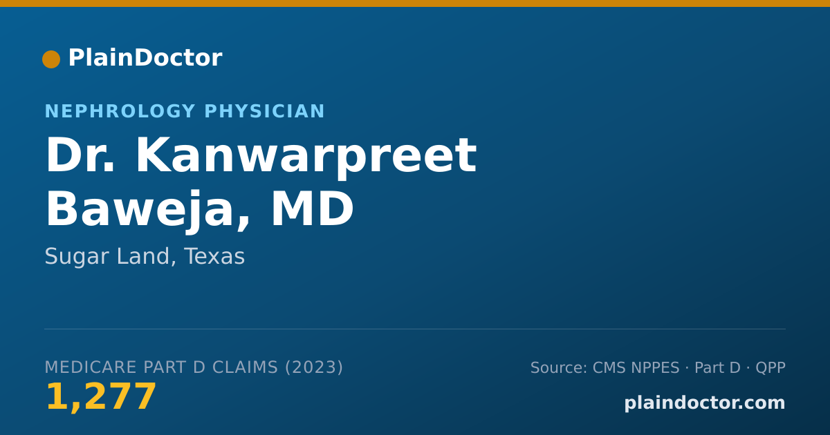 Shareable card for Kanwarpreet Baweja, MD - Nephrology Physician, Sugar Land, TX